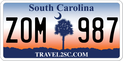 SC license plate ZOM987