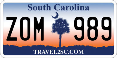 SC license plate ZOM989