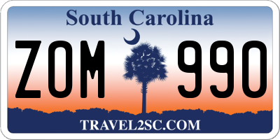 SC license plate ZOM990