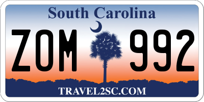 SC license plate ZOM992