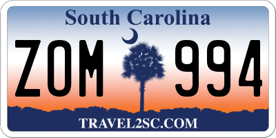 SC license plate ZOM994