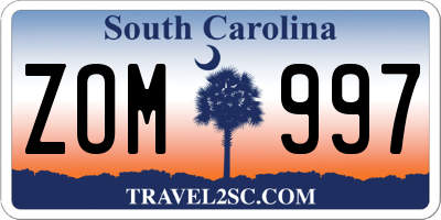 SC license plate ZOM997