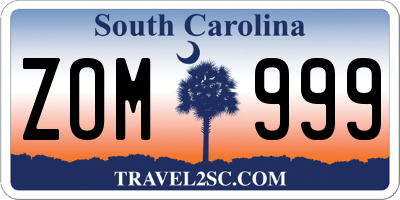 SC license plate ZOM999