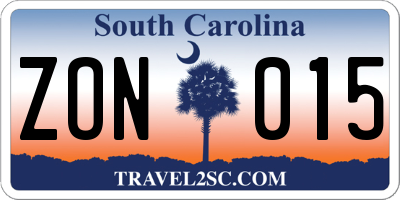 SC license plate ZON015