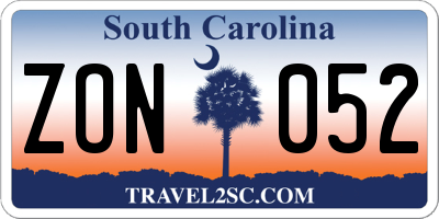SC license plate ZON052