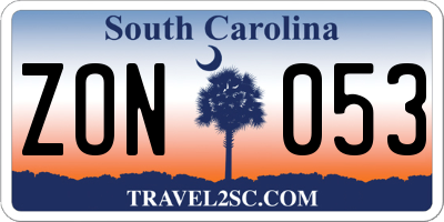 SC license plate ZON053