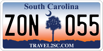 SC license plate ZON055