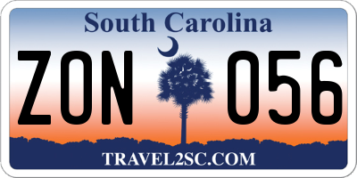 SC license plate ZON056