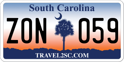 SC license plate ZON059