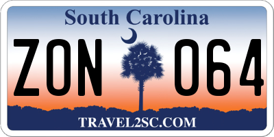 SC license plate ZON064