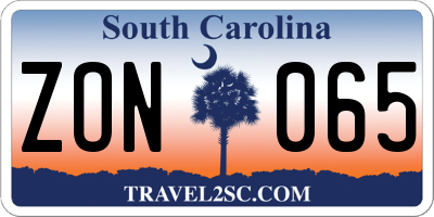 SC license plate ZON065
