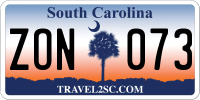 SC license plate ZON073