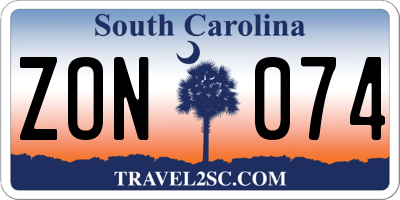SC license plate ZON074