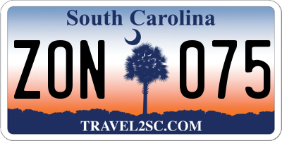 SC license plate ZON075