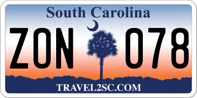 SC license plate ZON078