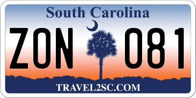 SC license plate ZON081