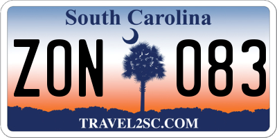 SC license plate ZON083