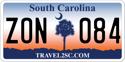 SC license plate ZON084