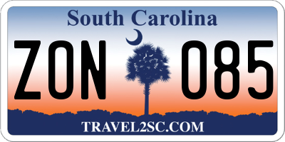 SC license plate ZON085
