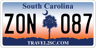 SC license plate ZON087