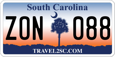 SC license plate ZON088