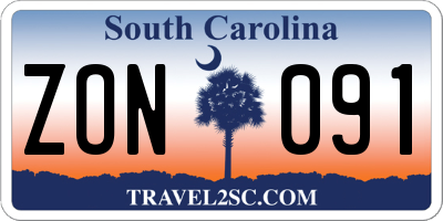 SC license plate ZON091