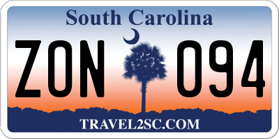 SC license plate ZON094