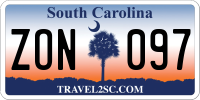 SC license plate ZON097
