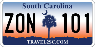 SC license plate ZON101