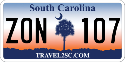 SC license plate ZON107