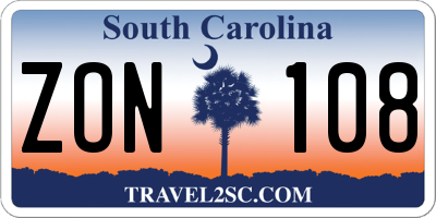 SC license plate ZON108