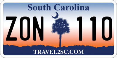 SC license plate ZON110