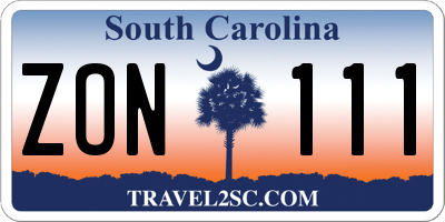 SC license plate ZON111