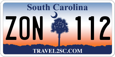 SC license plate ZON112