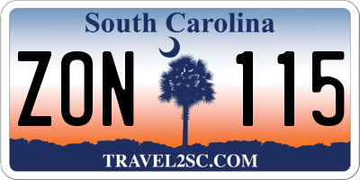 SC license plate ZON115