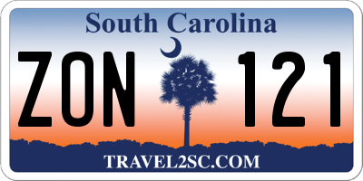 SC license plate ZON121