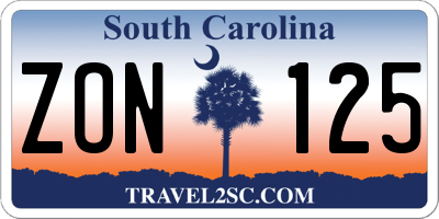SC license plate ZON125
