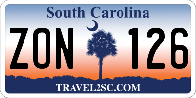 SC license plate ZON126