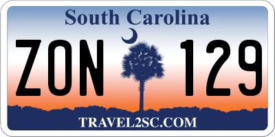 SC license plate ZON129