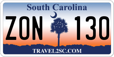 SC license plate ZON130
