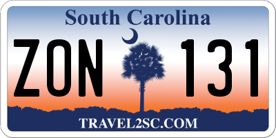 SC license plate ZON131