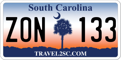 SC license plate ZON133