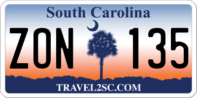 SC license plate ZON135