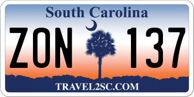 SC license plate ZON137