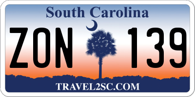 SC license plate ZON139