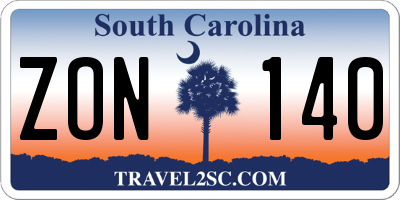 SC license plate ZON140