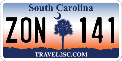 SC license plate ZON141