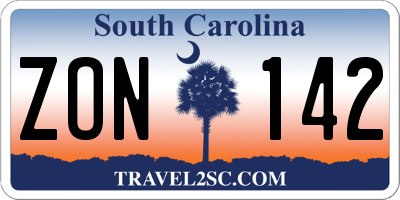 SC license plate ZON142