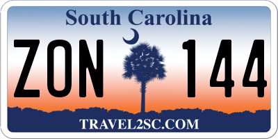 SC license plate ZON144