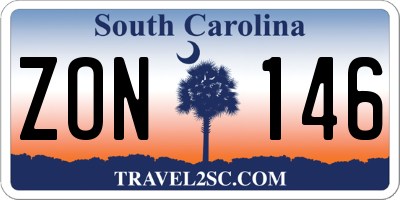 SC license plate ZON146